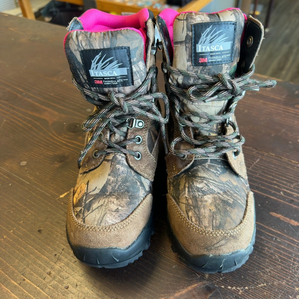 Itasca Hunting Boots Women 7 Brown Camo Waterproof 3M Thinsulate Insulated
